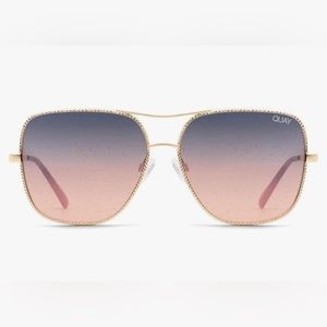 Stop And Stare Twist Sunglasses in Gold Navy Peach